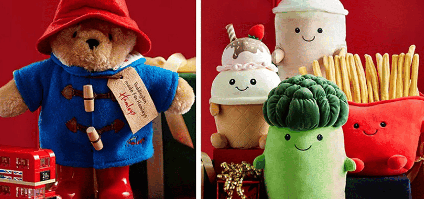 A split image featuring Paddington Bear with a red bus on the left, and a group of plush food characters including an ice cream, milkshake, fries, and broccoli on the right, highlighting exclusive disabled member deals.