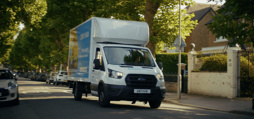 Delivery van on a leafy UK street, AnyVan Purpl discounts for disabilities and long term health conditions, mobility discounts and offers.