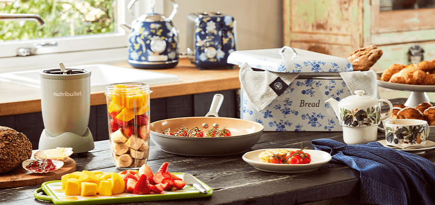 Kitchen breakfast spread with QVC cookware, Purpl discounts for disabilities and long term health conditions, mobility discounts and offers.