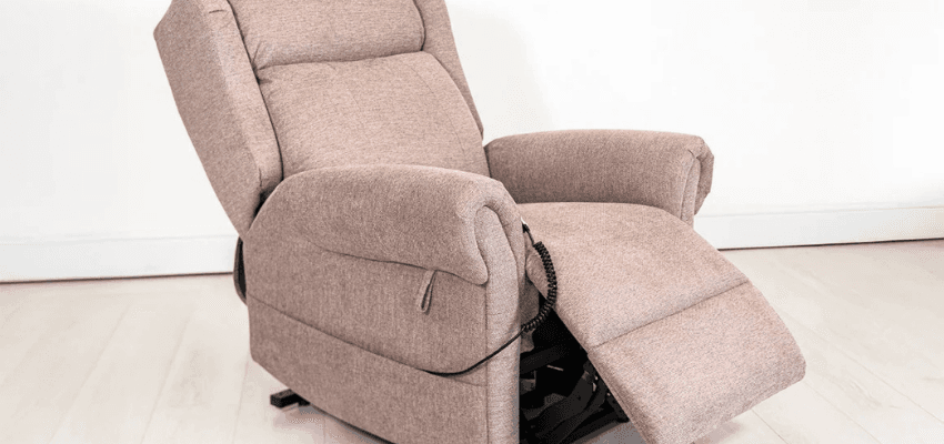 Adjustable fabric recliner chair with raised footrest, Purpl discounts for disabilities and long term health conditions, mobility discounts and offers.