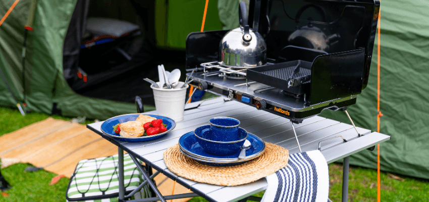 Camping stove and breakfast table, Halfords Purpl discounts for disabilities and long term health conditions, mobility discounts and offers.