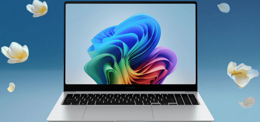 Samsung laptop on blue background, Purpl discounts for disabilities and long term health conditions, mobility discounts and offers.