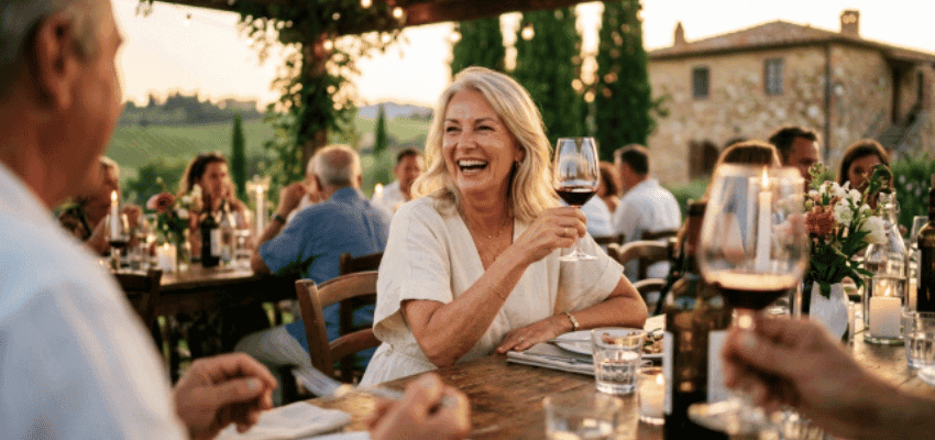 Friends enjoying outdoor dining with Red Letter Days, Purpl discounts for disabilities and long term health conditions, mobility discounts and offers.