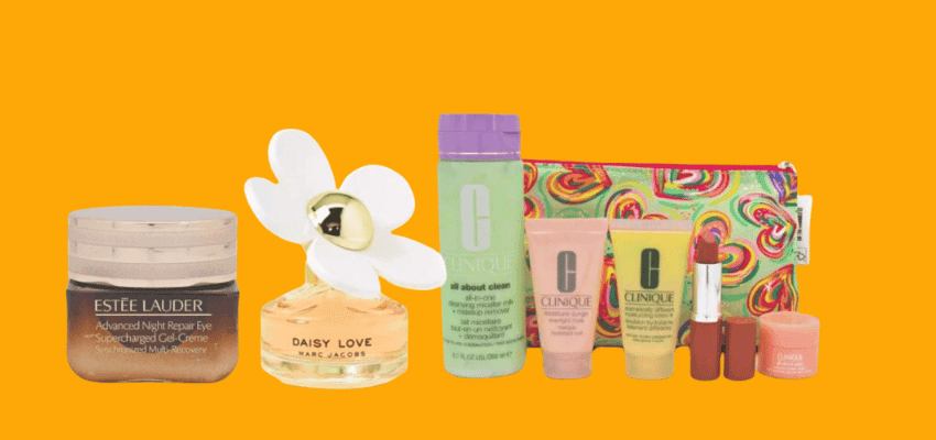 Beauty gift set on orange background, eBay Purpl discounts for disabilities and long term health conditions, shopping discounts for disabled people.