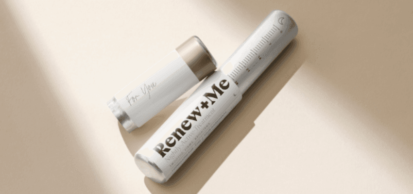 Renew + Me skincare tubes on beige background, Purpl discounts for disabilities and long term health conditions, mobility discounts and offers.