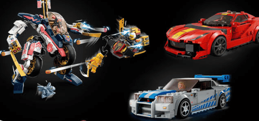 lego models on a black background