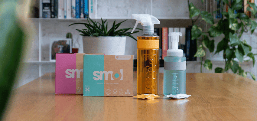 Smol cleaning products on a table, Purpl discounts for disabilities and long term health conditions, mobility discounts and offers.