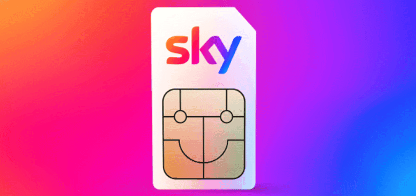 Sky Mobile SIM card on gradient background, Purpl discounts for disabilities and long term health conditions, mobility discounts and offers.