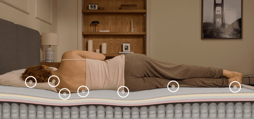 Person lying on Emma Sleep mattress, Purpl discounts for disabilities and long term health conditions, shopping discounts for disabled people.