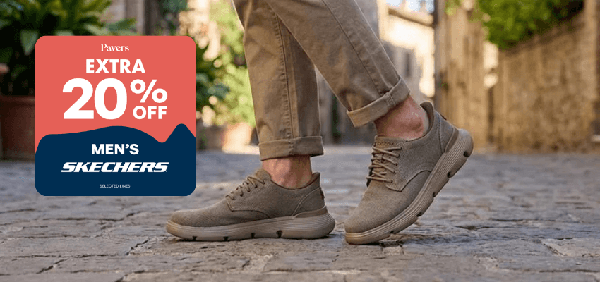 Man wearing Skechers shoes in Pavers advert, Purpl discounts for disabilities and long term health conditions, shopping discounts for disabled people.