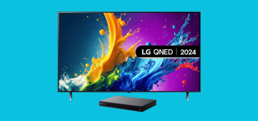 Home entertainment setup with a TV and Blue Ray.