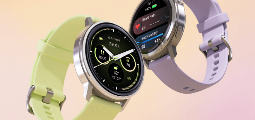 Two Garmin smartwatches with colourful straps, Purpl discounts for disabilities and long term health conditions, mobility discounts and offers.
