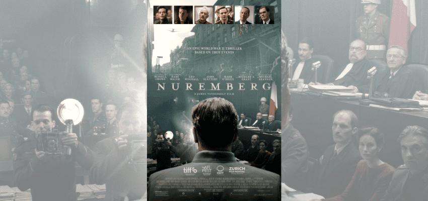 Poster for Nuremberg, showing a courtroom scene from the historical WWII drama. Part of Cinema Society’s featured films for November, with Purpl discounts on accessible cinema tickets for disabled filmgoers.