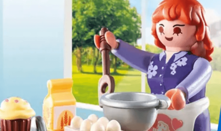 playmobil lady baking in a kitchen