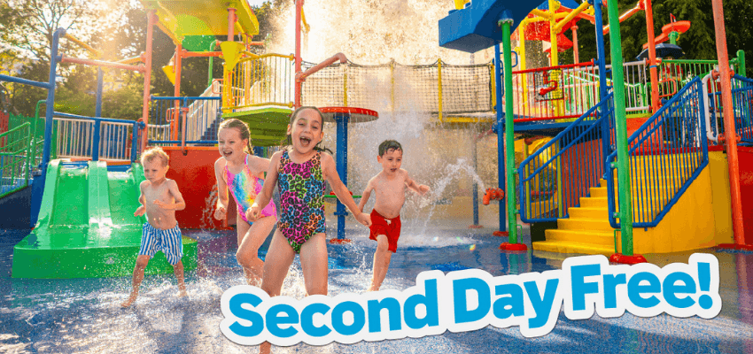 Children playing at LEGOLAND® Windsor splash park, Purpl discounts for disabilities and long term health conditions, disabled travel discounts UK.