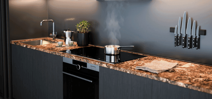 Modern kitchen hob with steaming pan, AEG Purpl discounts for disabilities and long term health conditions, mobility discounts and offers.