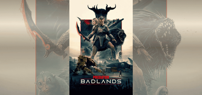 Action-packed movie poster for “Predator: Badlands,” featuring a warrior with weapons and creatures in the background. Part of accessible film offers and cinema discounts for disabled people in the UK.