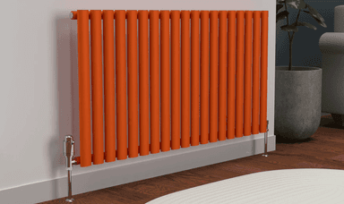 600 x 1140 single oval designer radiator in sunburst orange