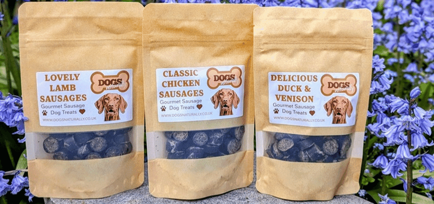 Dogs Naturally gourmet dog treats including lamb, chicken, duck and venison sausages, helping households with disabilities and long-term health conditions save money on pet essentials through Purpl discounts
