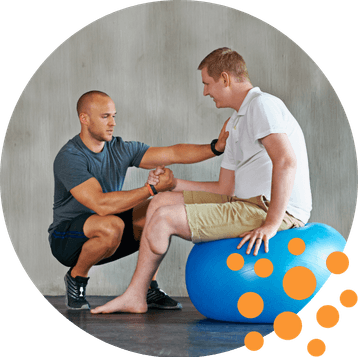 Person receiving physiotherapy support, representing disability funding UK for rehabilitation, wellbeing and long term health conditions.