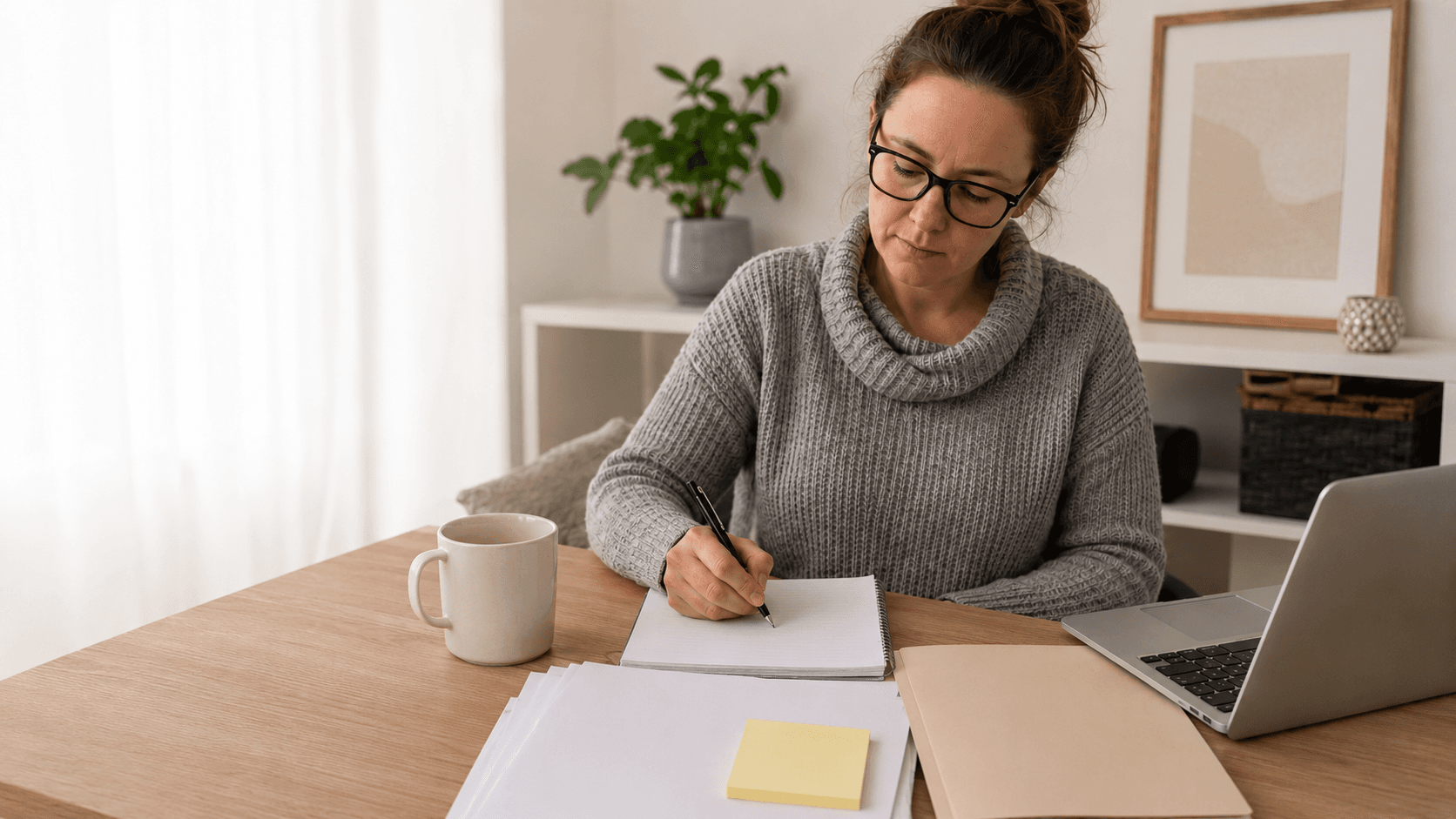 A disabled person preparing notes for a PIP assessment with disability benefits guidance and Purpl discounts for people with long-term health conditions.