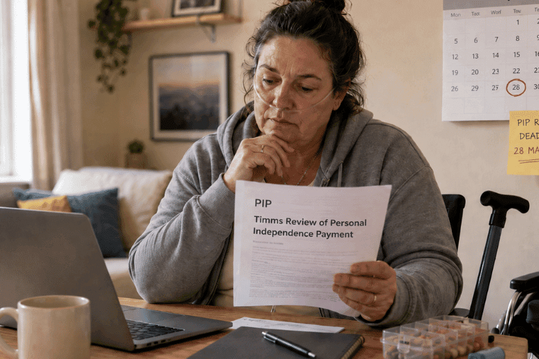 Disabled person reading PIP review information before the 28 May 2026 deadline with support for disabilities, long term health conditions and Purpl discounts.