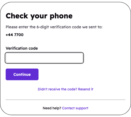 check your phone for a verification code
